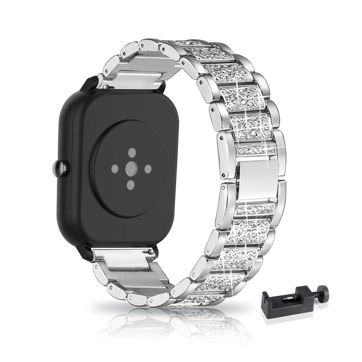 Металлический браслет со стразами для Amazfit GTS 4/GTS 4 Mini/GTS 3 - Серебристый