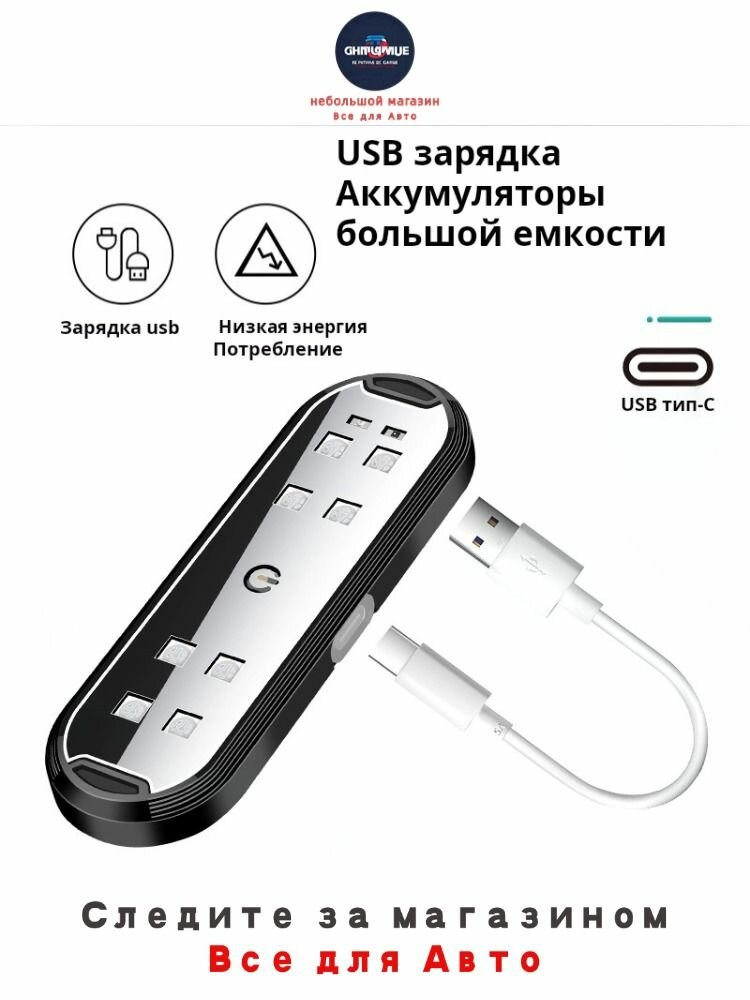 2 шт. Авто дверные светильники LED с магнитом: Многоцветные антистолкновения, Универсальные внутр/внеш, 30 дней автономной работы