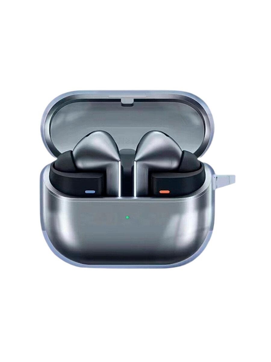 Силиконовый чехол для наушников Samsung Galaxy Buds 3 / buds 3 Pro с карабином прозрачный — фото 1