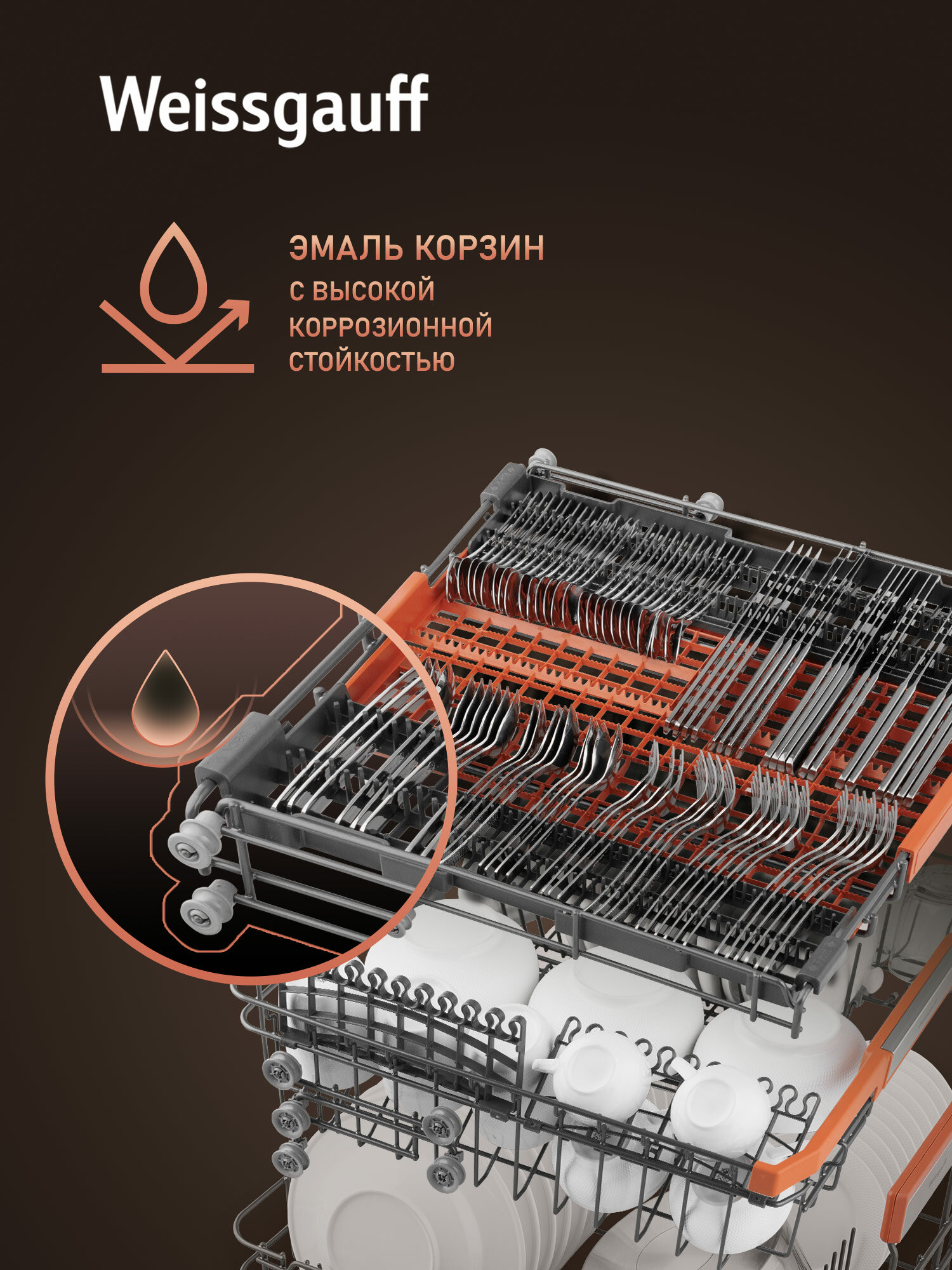 Встраиваемая посудомоечная машина Weissgauff BDW 6035, 3 корзины, 14 комплектов, 5 программ, защита от протечек — фото 1