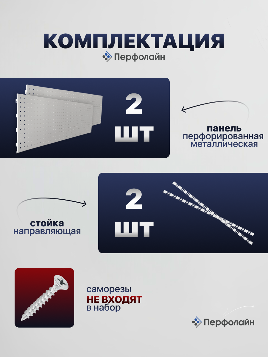 Перфорированная панель металлическая Перфолайн, синяя, 64х100 см, без крючков; органайзер для инструментов — фото 1