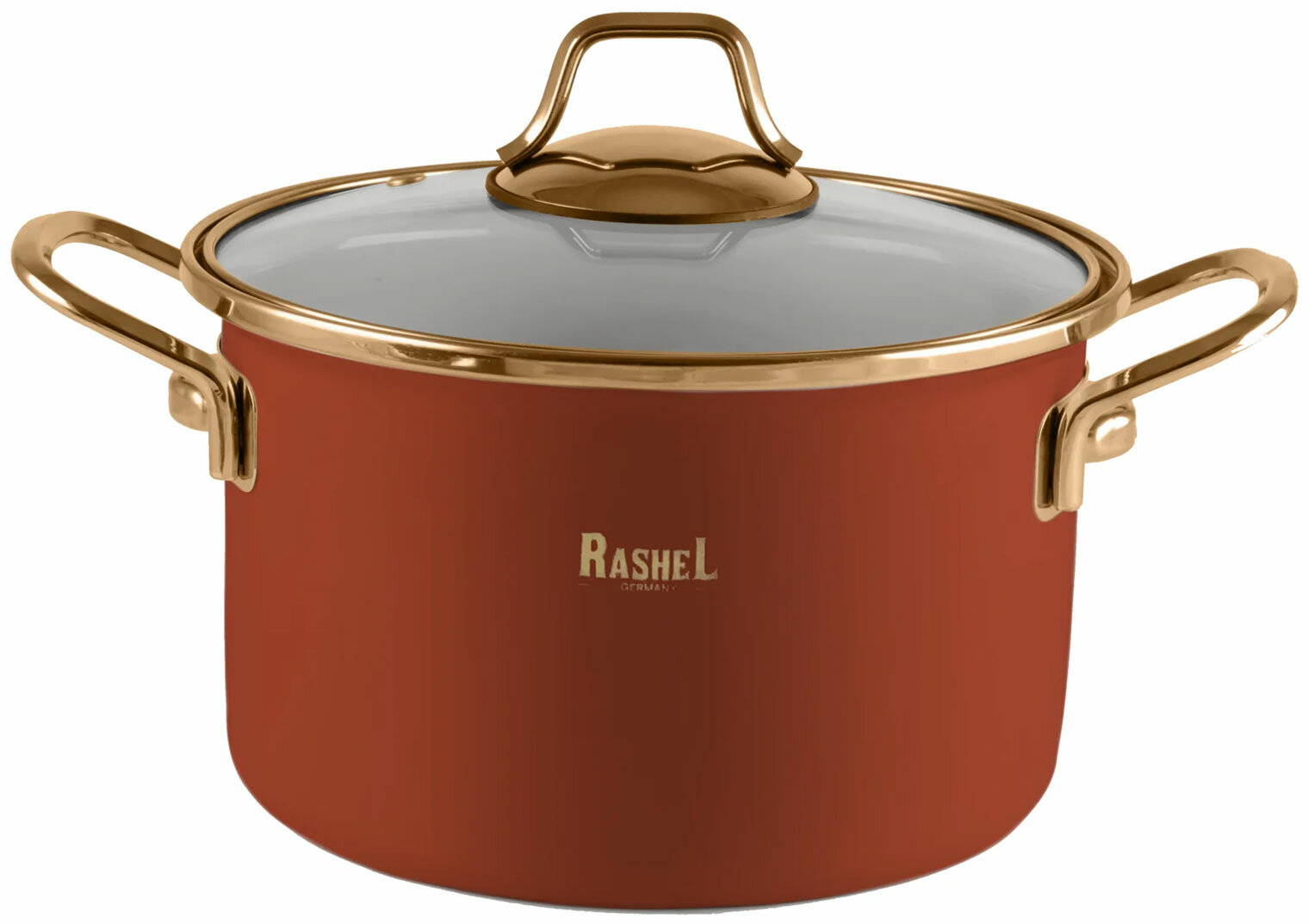 Кастрюля Rashel R-03324, 6.5 л, эмалированная, золото/оранжевый