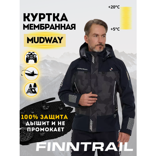 Куртка дождевик мембранная мужская Finntrail MUDWAY CamoShadowBlack артикул 2010 размер S