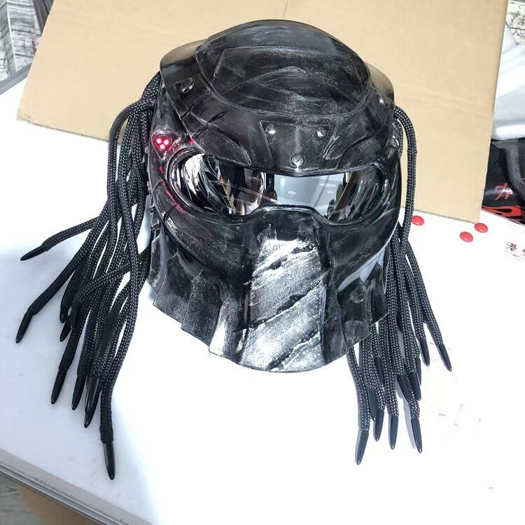 Мотошлем Dan Leidi "Хищник" Predator Alien, черный, XXL, съёмная подкладка