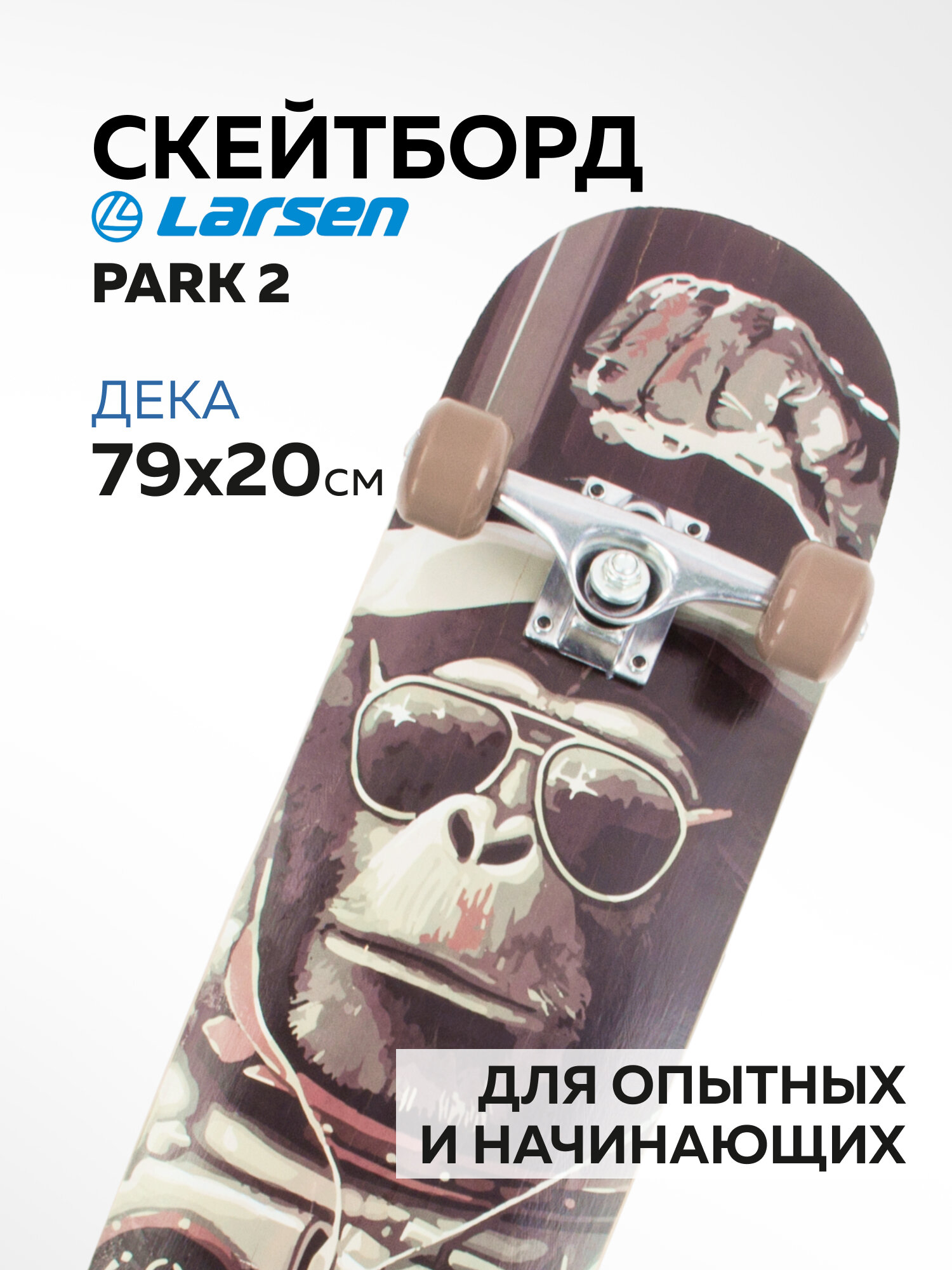 Скейтборд Larsen PARK 2 р31"х8" максимальная нагрузка до 80 кг — фото 1