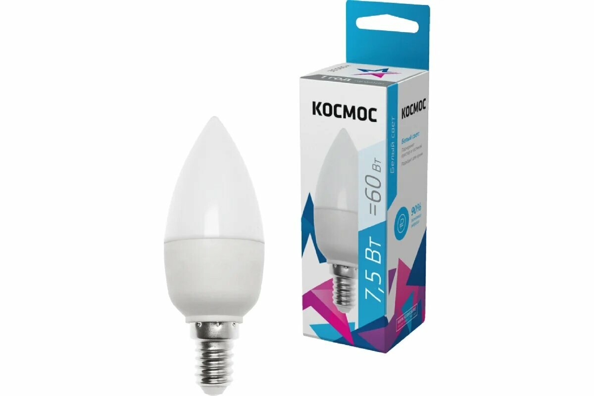 Лампа светодиодная CN 7.5Вт 220В E14 4500К Космос LkecLED7.5wCNE1445(2 штук.)