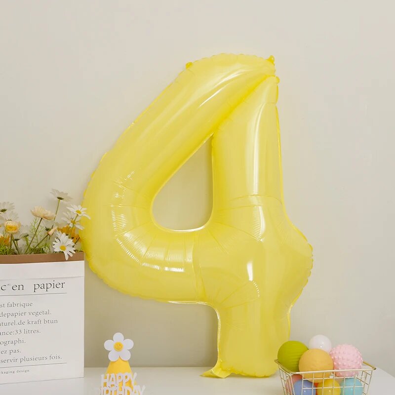 Желтые цифры фольгированные шары YUEYAO 40 дюймов Светло-желтый, number 4