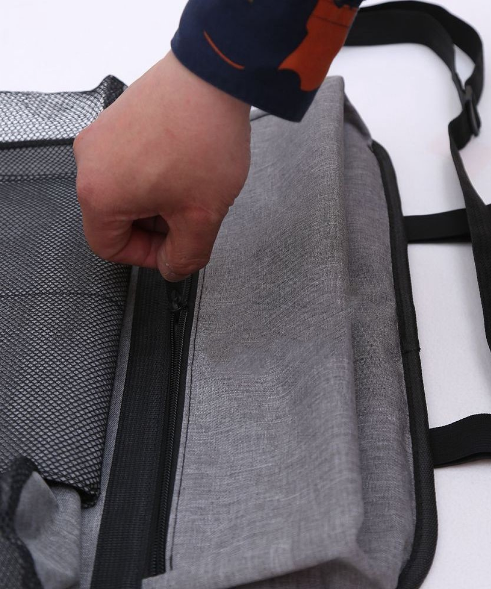 Изображение Органайзер в машину на спинку сиденья, плотный, с сенсорным карманом для просмотра видео с телефона или планшета, серый