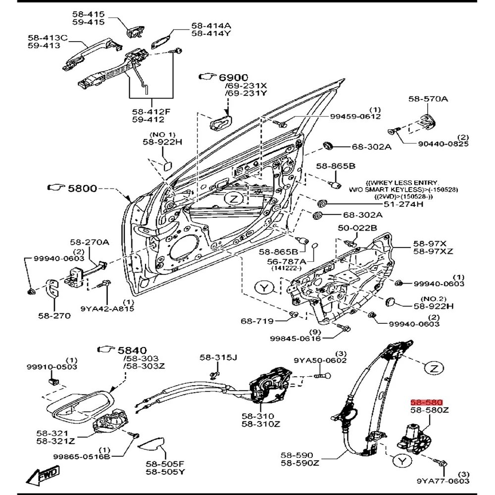 D651-58-58X D651-59-58X Двигатель подъема стеклоподъемника для Mazda 2 3 2008-2012 для Mazda 6 2007-2016 CX5 Электрический двигатель лифта стекла, Front Right, D651-58-58X — фото 1