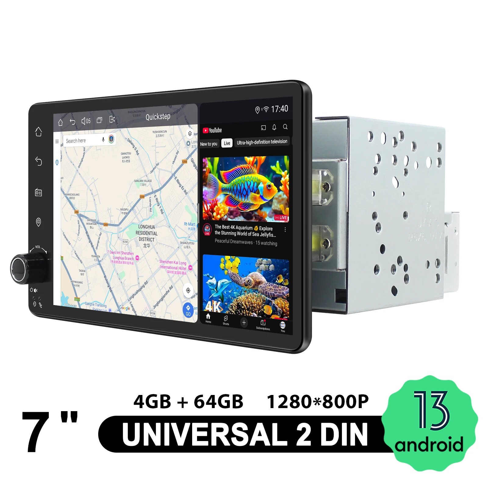 JOYING 7-дюймовый универсальный автомобильный радиоприемник 2DIN 1280*800 с сенсорным экраном автомобильное аудио Bluetooth FM/AM/RDS обновление HDMI Carplay Android Auto, 4GB 64GB