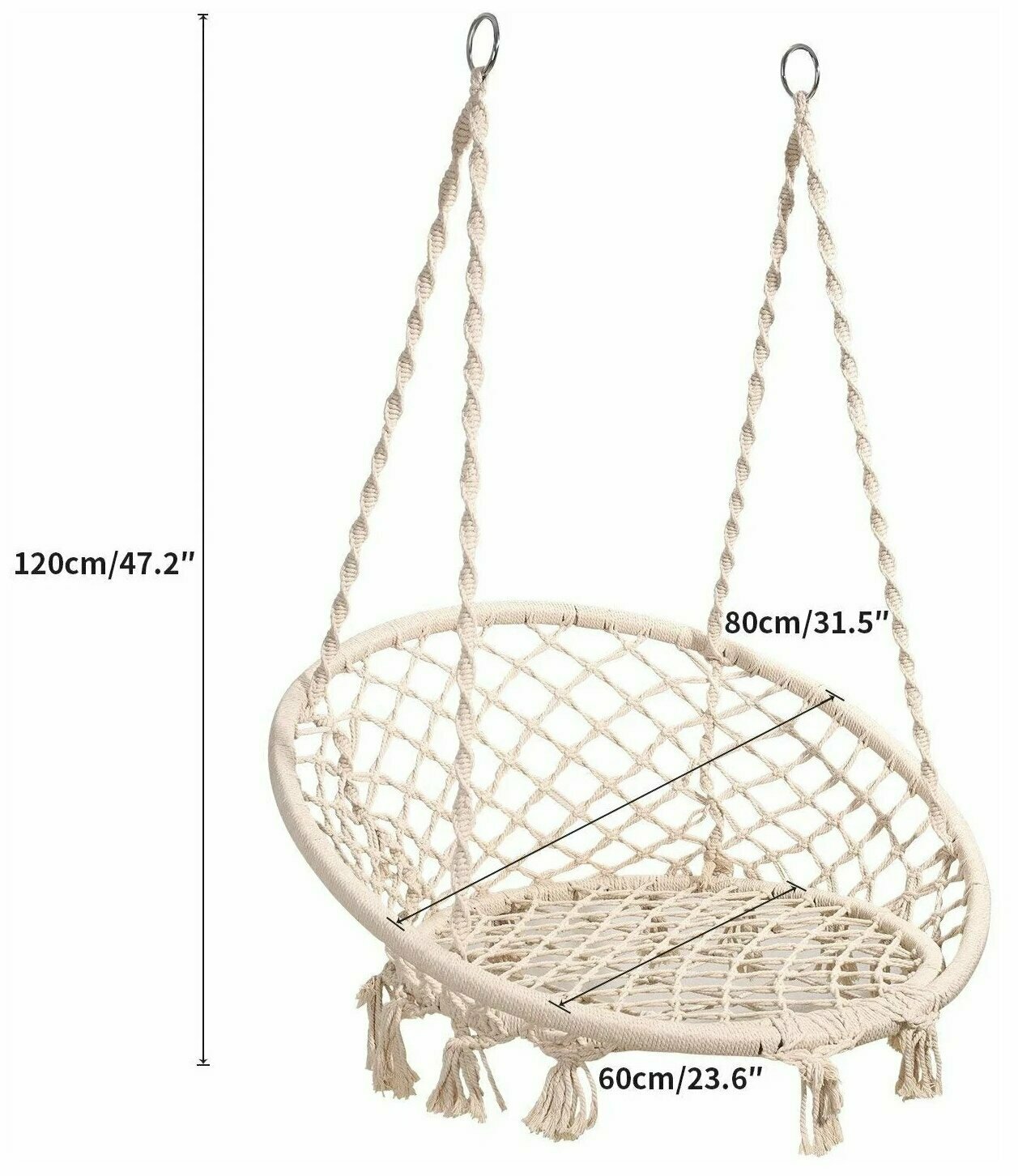 Подвесное кресло CoolWalk без подушки, 80х120 см, выдержит до 120 кг