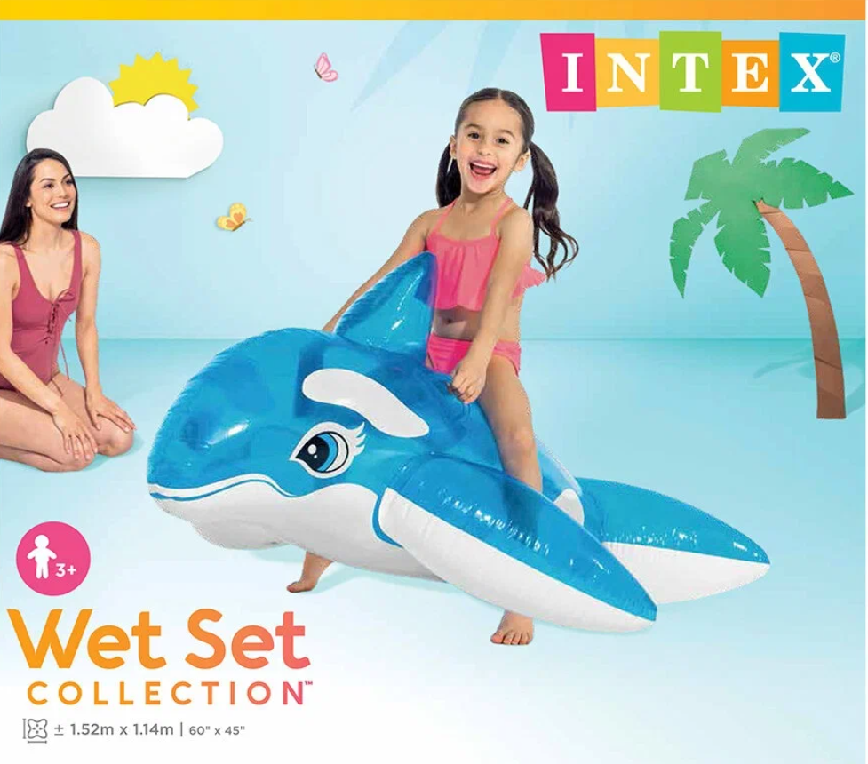Матрас Intex "Касатка", с ручками, надувной, ПВХ, голубой, 152х114х40 см