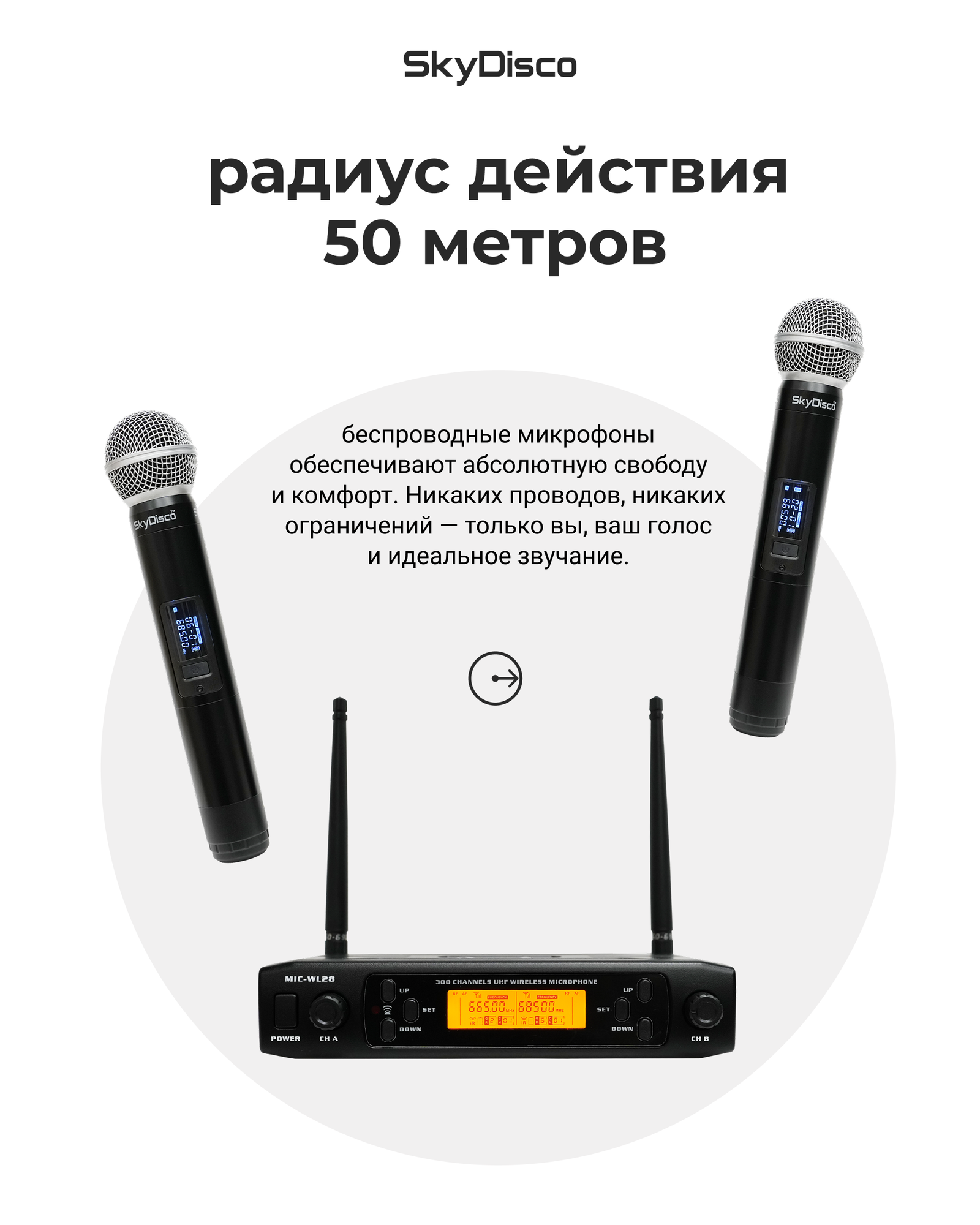 Беспроводные микрофоны для караоке SkyDisco MIC-WL28 — фото 1