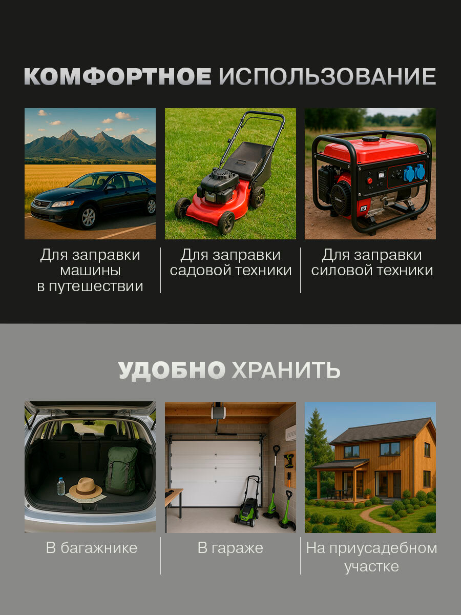 Канистра стальная REXANT 5 л для топлива вертикальная, герметичная, сталь — фото 1