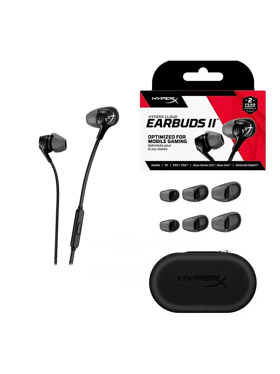 Игровые проводные наушники HyperX Earbuds 2, AUX 3.5 мм для гейминга — фото 1