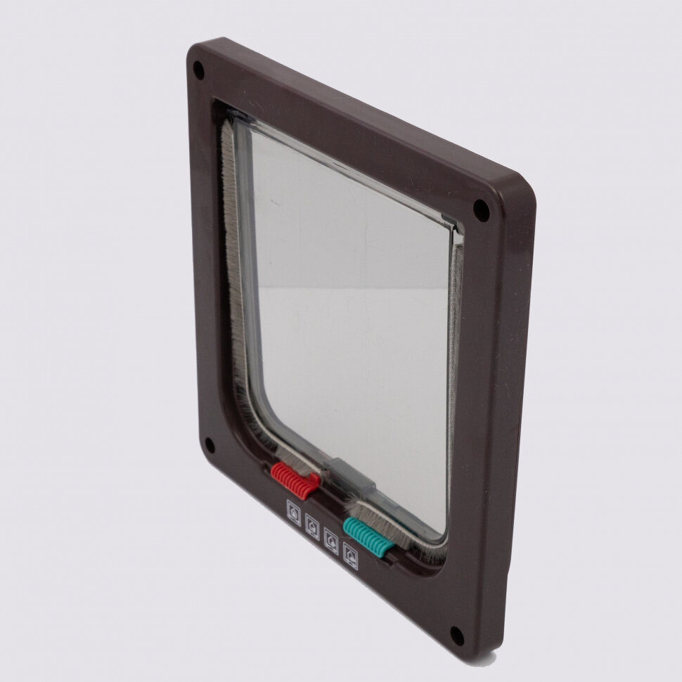 Дверка Porta для кошек Flamingo 507511 коричневая 4 режима работы