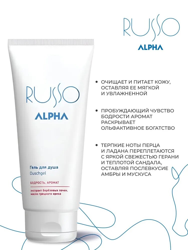 Картинки ESTEL Мужской гель ALPHA RUSSO для душа очищение и питание кожи, 200 мл