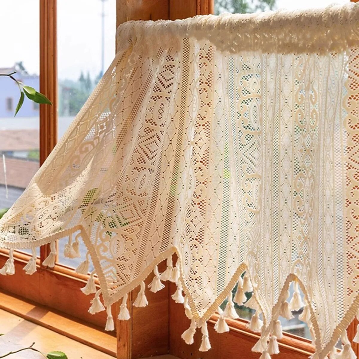 Штора-кафе 45 см х 132 см, бежевыйШтора-кафе 45 см х 132 см, бежевый