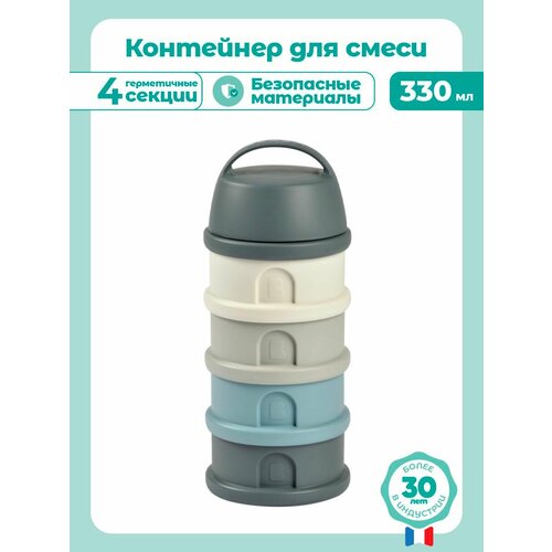 фото Контейнер для детского питания beaba, сыпучих смесей и снеков, контейнер для смеси детской, порционный 4 секции