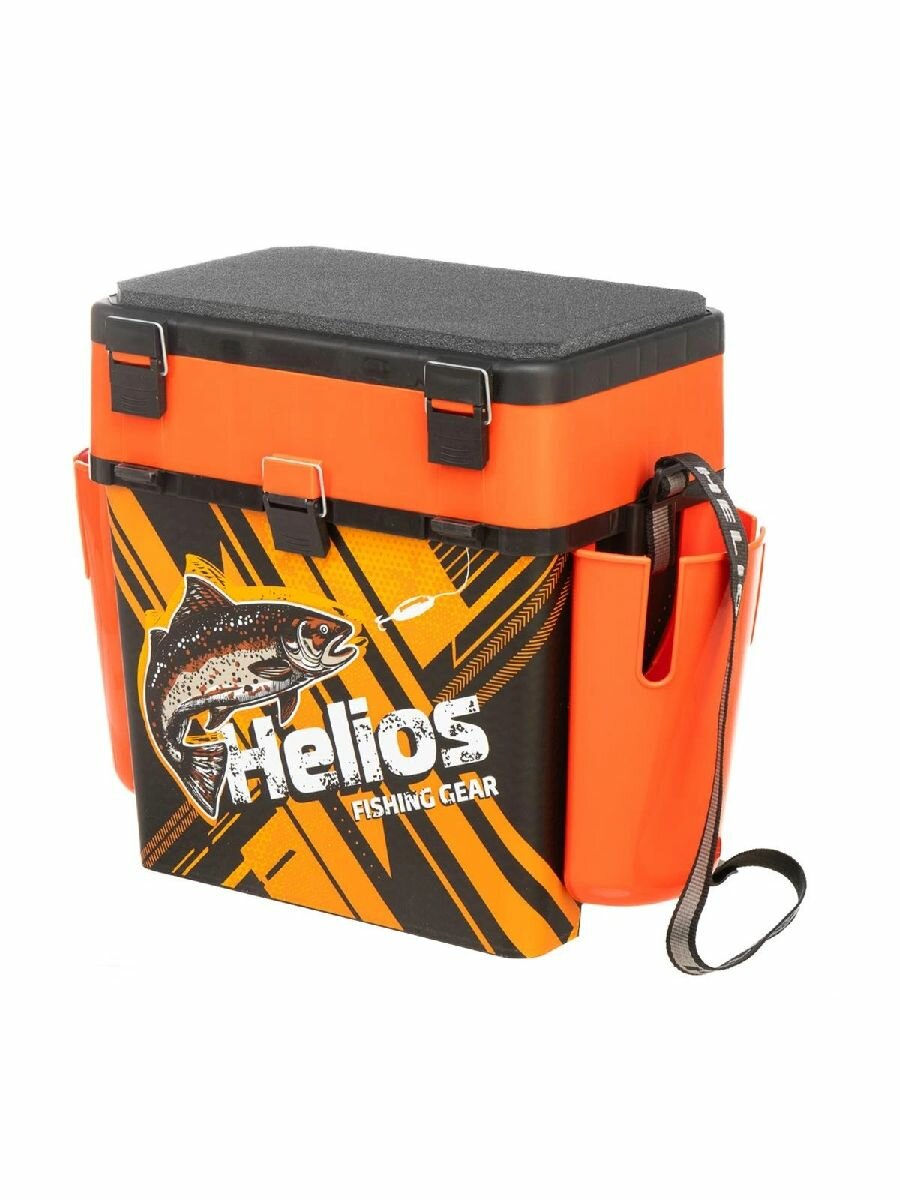 Ящик рыболовный зимний FishBox TROUT оранжевый, с карманами (HS-FB-IML-19-O) Helios