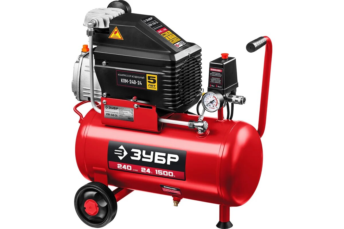 Компрессор масляный ЗУБР КПМ-240-24 коаксиальный поршневой 15кВт 24л