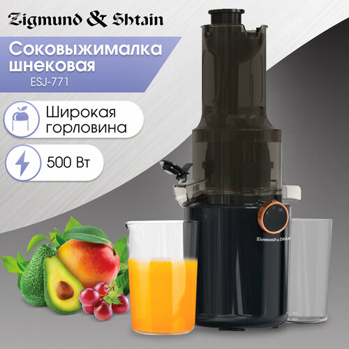 Соковыжималка Zigmund & Shtain ESJ-771, шнековая, 500 Вт, серый графит