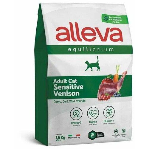 Сухой корм для кошек Alleva Equilibrium, при чувствительном пищеварении, с олениной 400 г