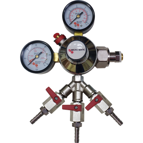 Редуктор давления углекислотный Micro Matiс на 3 выхода с отсекателем, 3/4