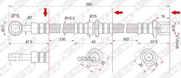 Шланг тормозной (Спереди/ Справа) Subaru Forester 02-08 / Legacy 98-09 Sat арт. ST-26550-FC010