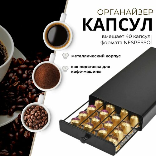 Подставка для кофейных капсул и кофемашины Nespresso черная металлическая