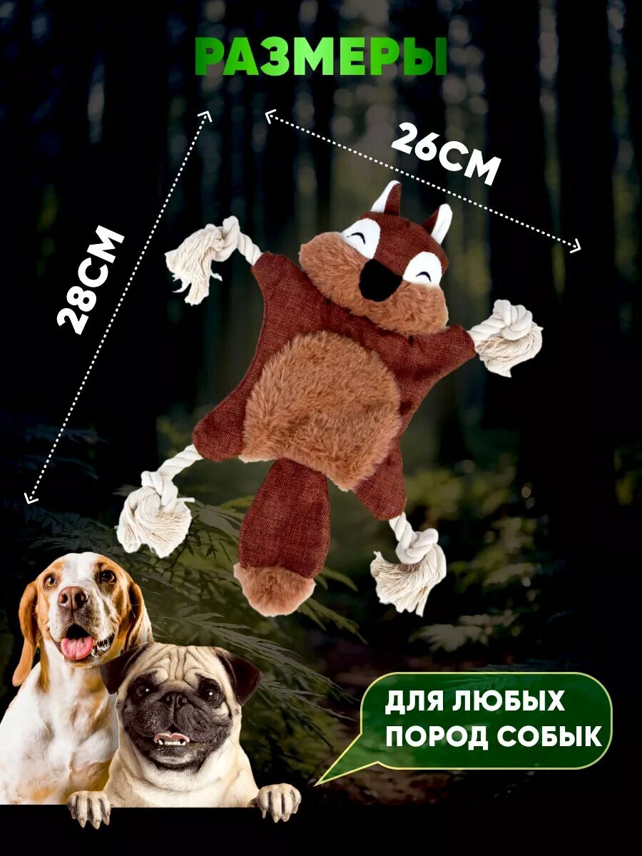 Игрушка дразнилка для собак "бурундук", 28 см для собак мелких и средних пород — фото 1
