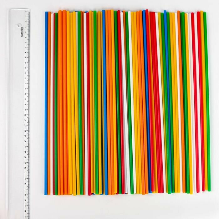 Трубочка для шаров и флагштоков, d=5,4 мм, набор 100 шт, Микс