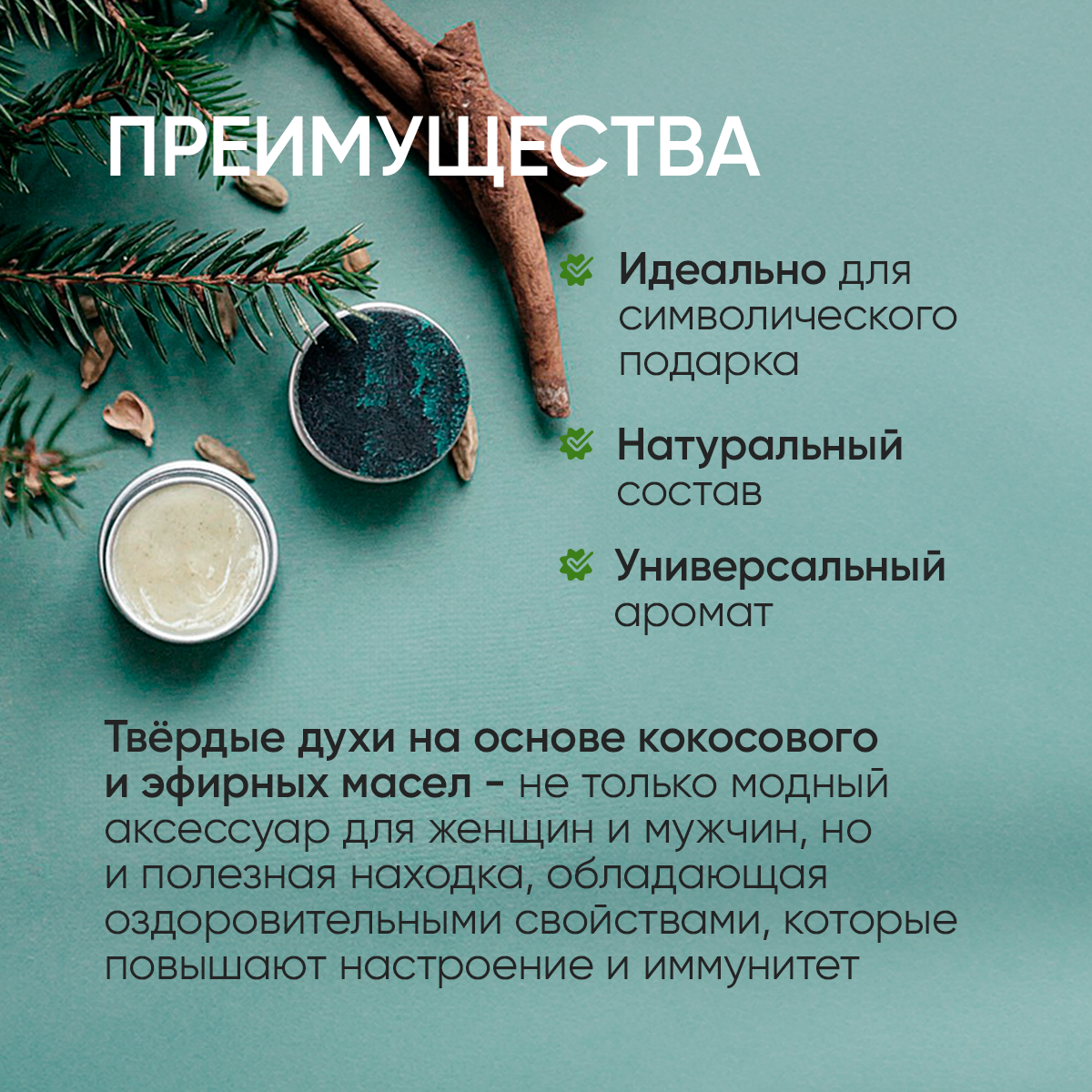 Твердые духи Elska "Таежный мох", фужерный аромат, мужские духи, 10 мл — фото 1