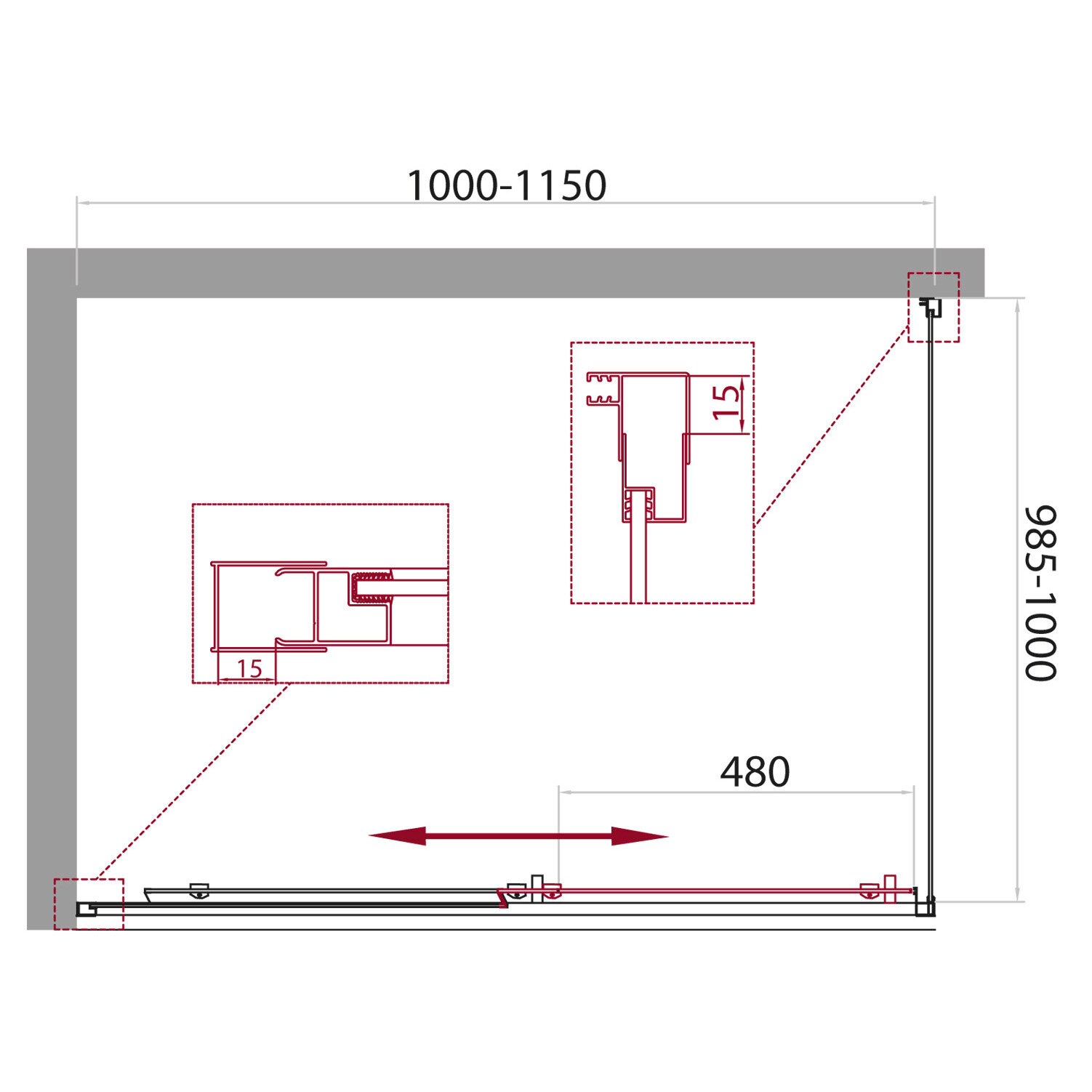 Душевой уголок BelBagno UNIQUE-AH-1-100/115-100-C-Cr - фото №9