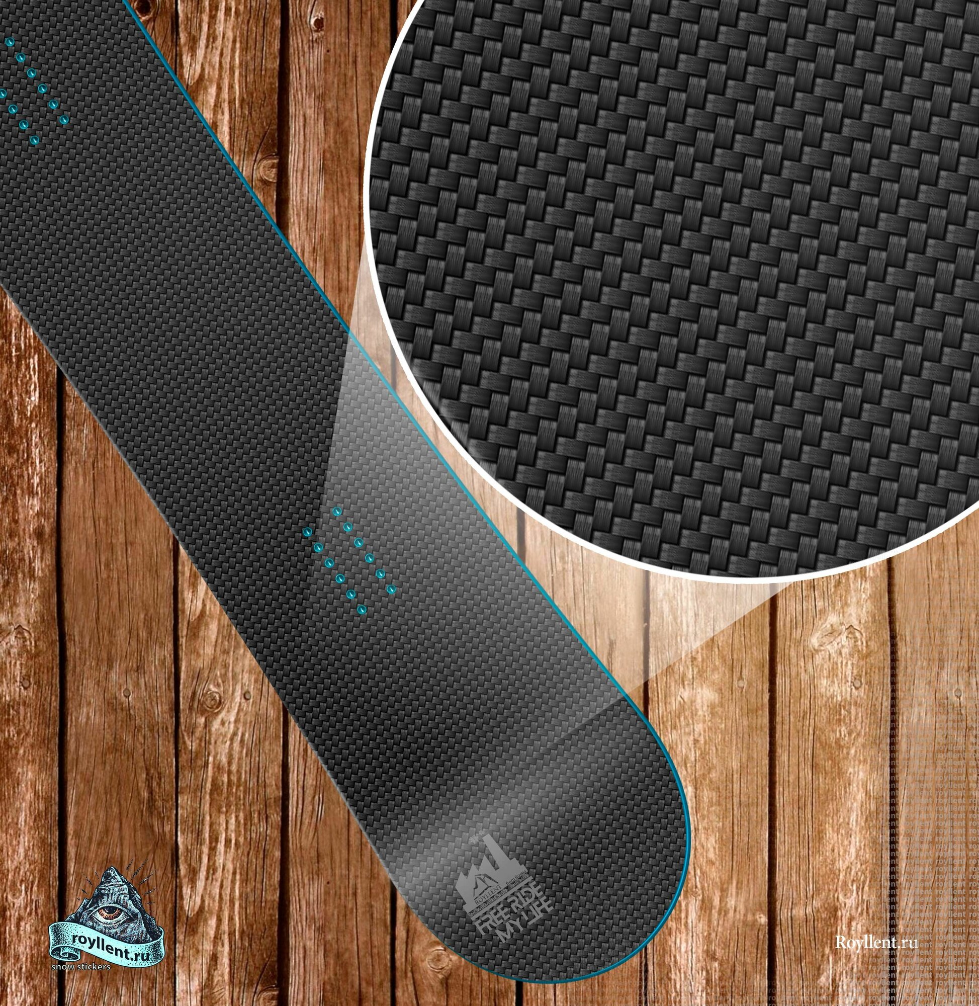 Полноразмерная наклейка на сноуборд 1700х330 Carbon — фото 1
