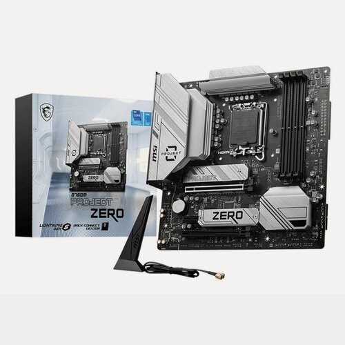 Изображение товара Материнская плата MSI B760M PROJECT ZERO, LGA1700, Intel B760, Micro-ATX, RTL (B760M PROJECT ZERO)