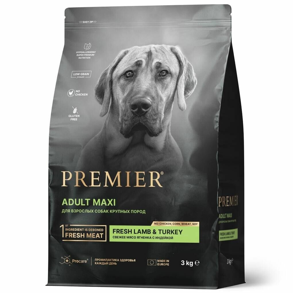Premier Dog Lamb&Turkey ADULT Maxi (Свежее мясо ягненка с индейкой для собак крупных пород) 3 кг