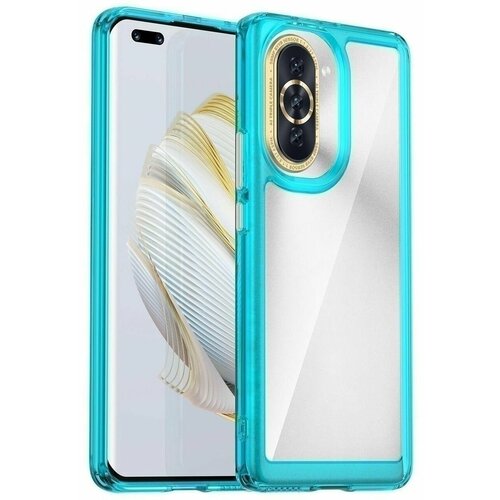 Чехол на Huawei Nova 10 Pro пластиковый с силиконовой окантовкой бирюзовый бесцветный, зеленый, голубой, бирюзовый