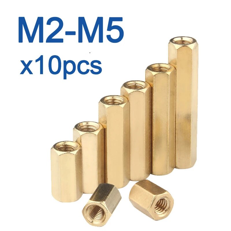 Латунные шестигранные стопорные шайбы M2 M2.5 M3 M4 M5 набор из 10 штук M2 6mm x10pcs