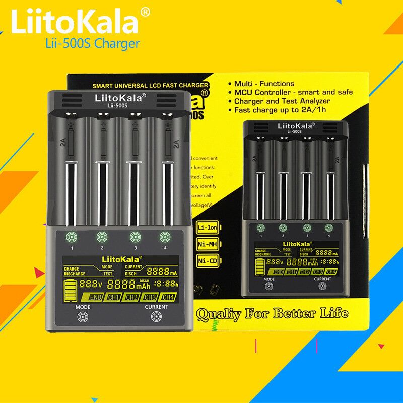 LiitoKala lii - 500S LCD - зарядное устройство с четырехслойным многофункциональным измеримым объемом USB — фото 1
