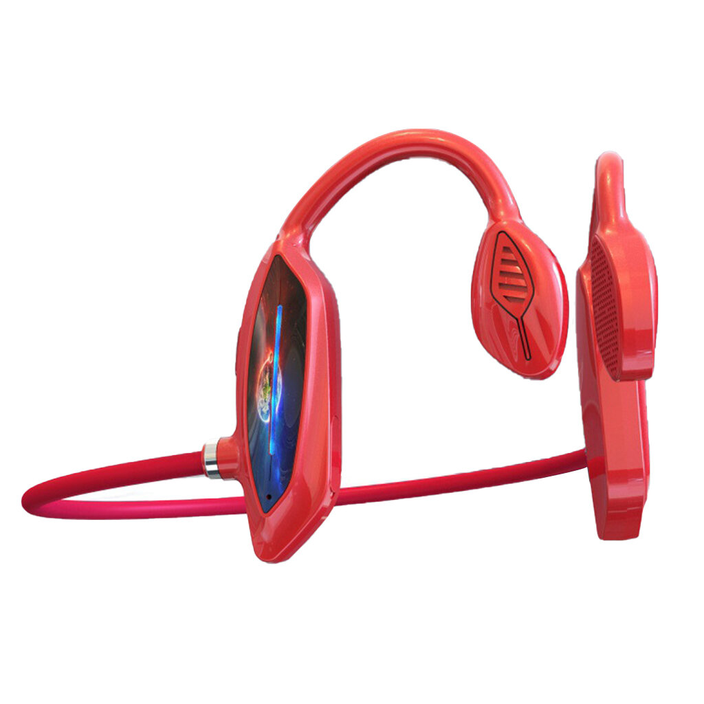 (1 комплект) Беспроводная стереогарнитура E8 с костной проводимостью и функцией громкой связи (с местом для хранения) - красная