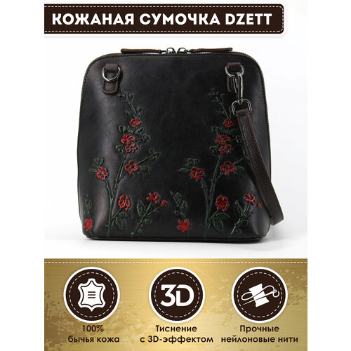 фото Сумка кросс-боди dzett, фактура тиснение, коричневый