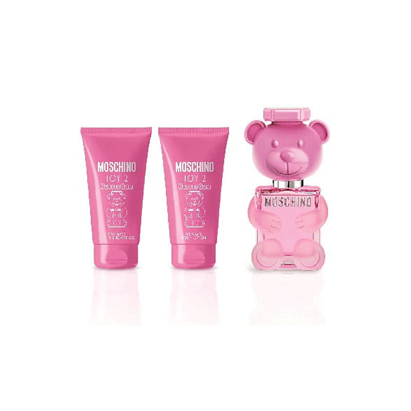 Подарочный парфюмерный набор для женщин Moschino Toy 2 Bubble Gum / туалетная вода 50 мл + гель для душа 50 мл + лосьон для тела 50 мл / Аромат Москино Той 2 Бабл Гам