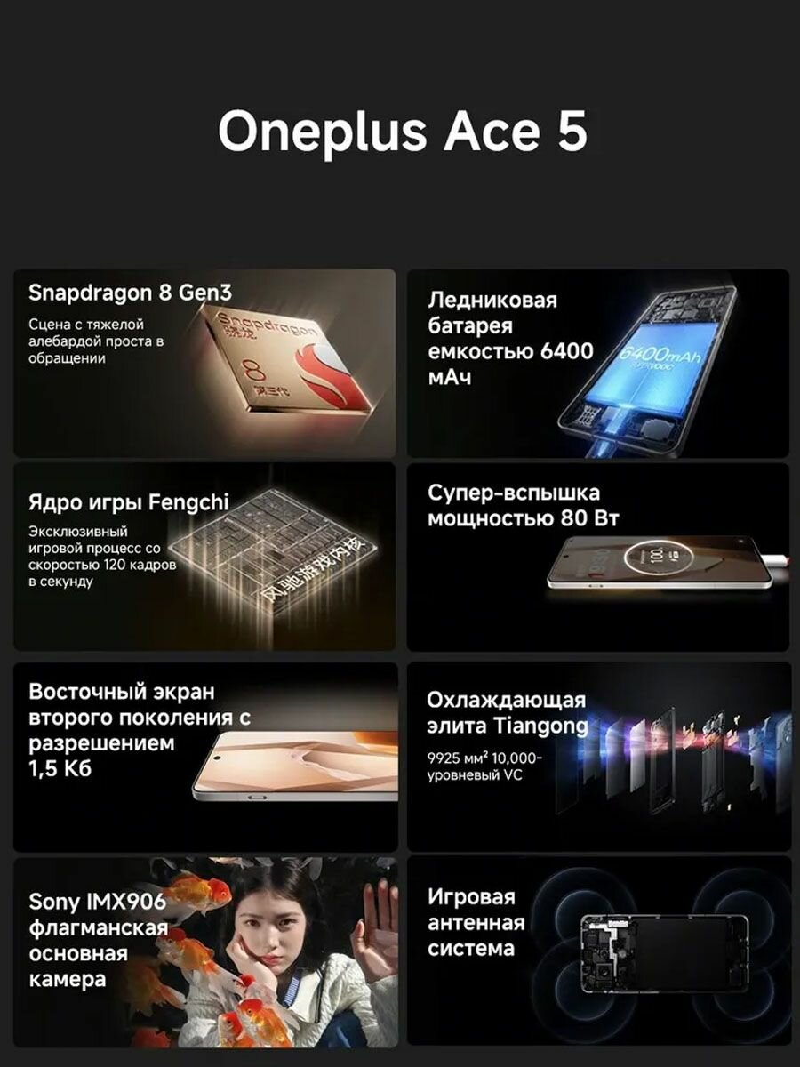 Смартфон OnePlus Ace 5 16/256GB Black, Черный — фото 1