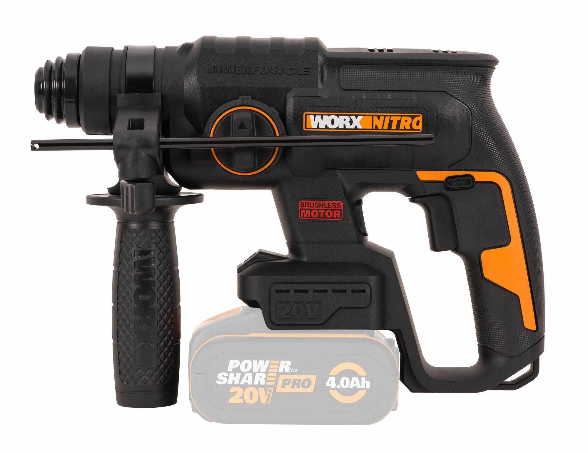 Перфоратор аккумуляторный бесщеточный WORX WX381.9 20В без АКБ и ЗУ коробка