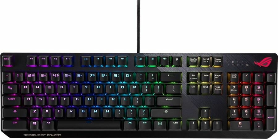 Клавиатура проводная ASUS ROG Strix Scope NX, ROG NX Mechanical Switches Red, RGB подсветка, USB, Черный, (90MP0186-B0RA00)