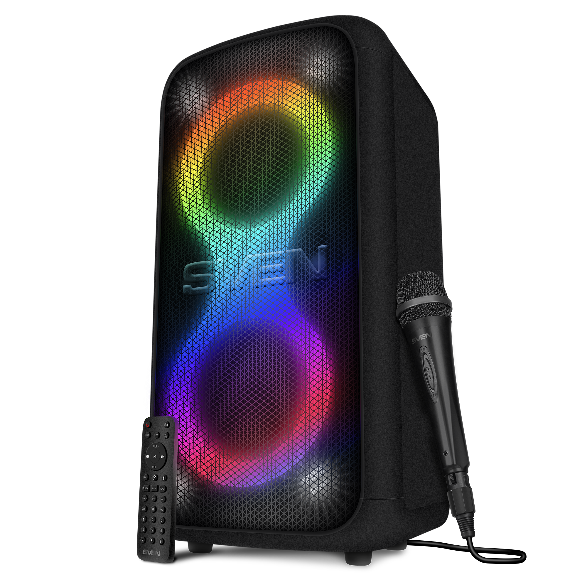 Патибокс SVEN PS-1000, с RGB подсветкой, Bluetooth, караоке и FM-радио