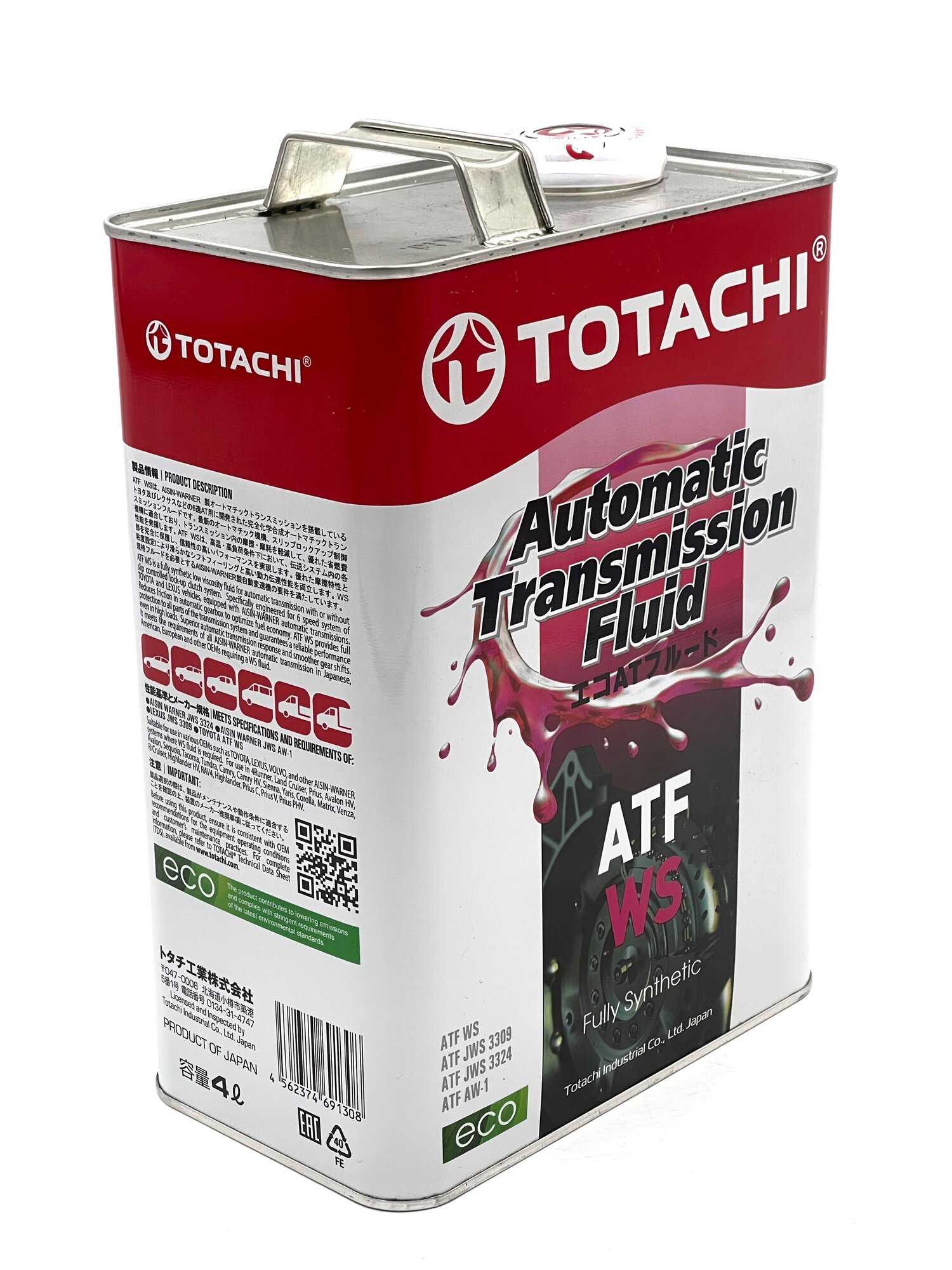 Масло трансмиссионное Totachi ATF WS , объем 4 литра, для авто — фото 1