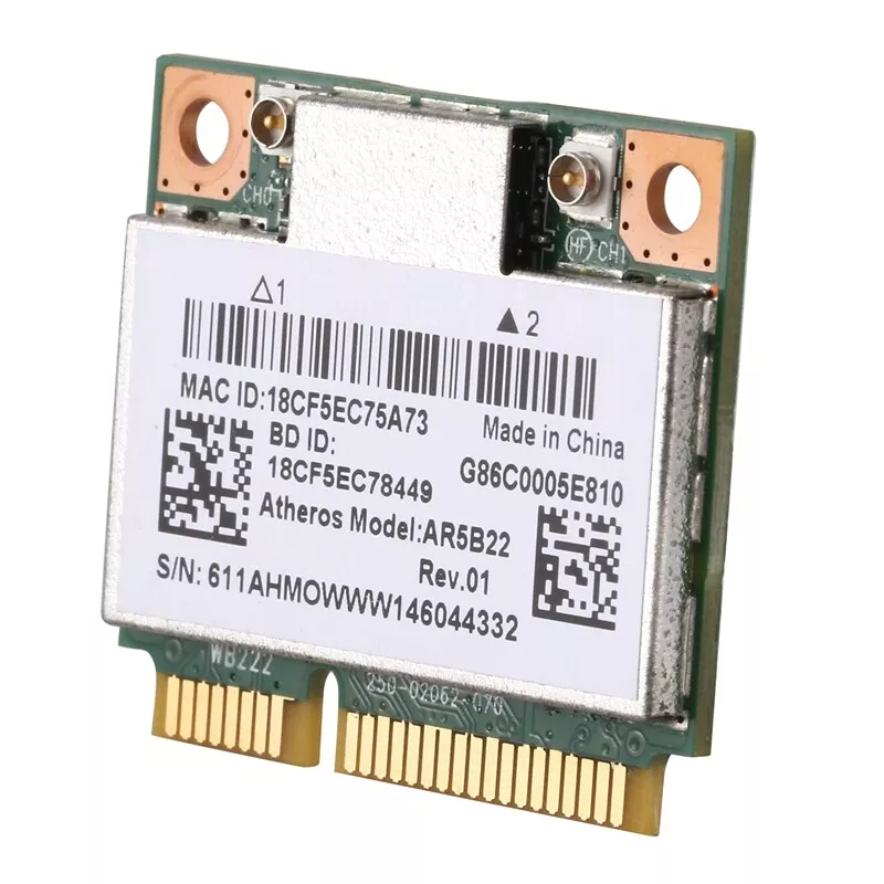 Wi-Fi Mini PCI-E Адаптер Qualcomm Atheros AR5B22, 2.4/5 ГГц, 300 Мбит/сек, Bluetooth 4.0, Сетевая Карта для Ноутбука — фото 1