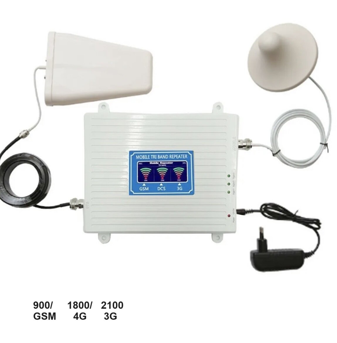 Усилитель сотовой связи Репитер 2G-3G-4G 900-1800-2100МГц до 300 кв. м. (комплект трех-диапазонный усилитель интернета )